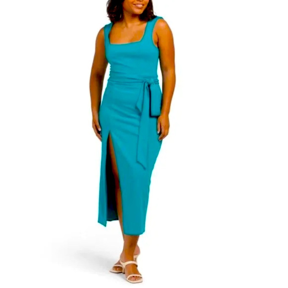 Show Me Your MuMu Eden Pull-On Midi Dress in Turquoise Size XXL NWT